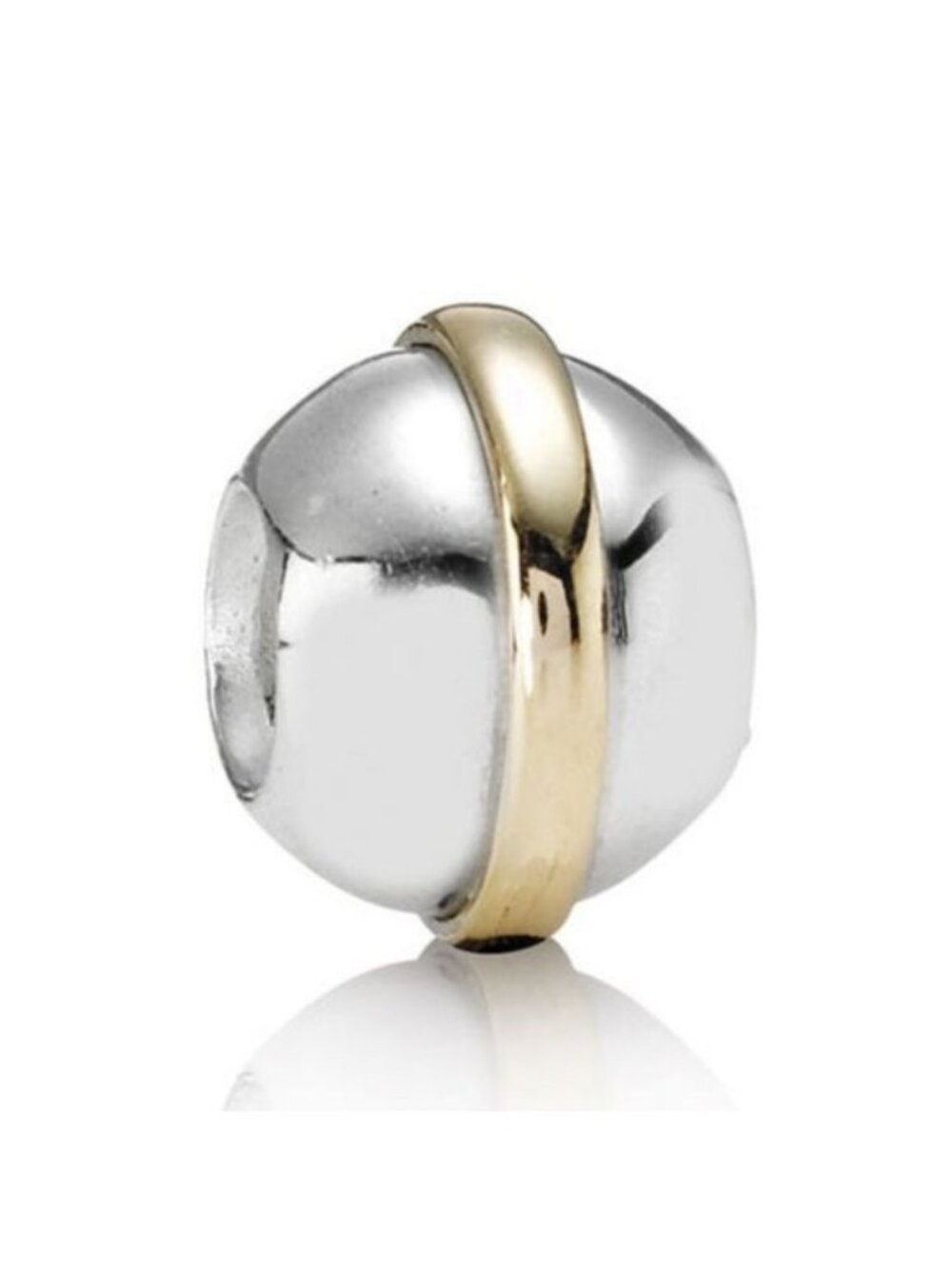 Pandora Retired Sterling Silver w/ 14K Gold Saturn Bead - 790178